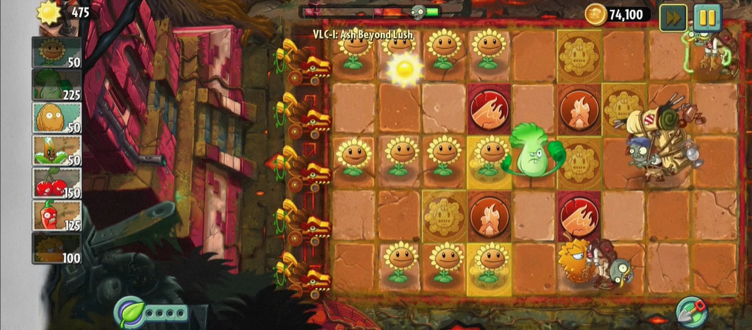 植物大战僵尸2失落之城火山怎么过