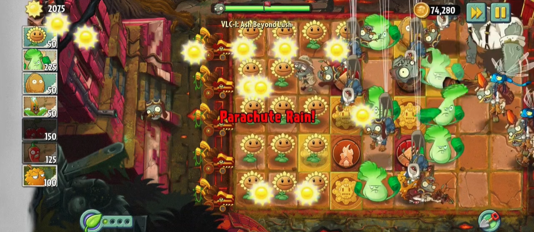 植物大战僵尸2失落之城火山怎么过