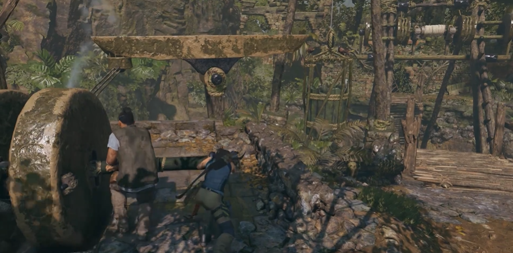 古墓丽影暗影怎么把桥拉起来